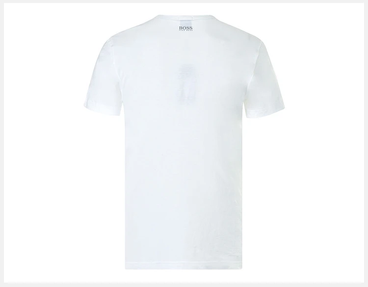 商品[国内直发] Hugo Boss|Hugo Boss 雨果博斯 男士白色纯色款棉质短袖T恤 TEE6-50383413-100,价格¥534,第5张图片详细描述