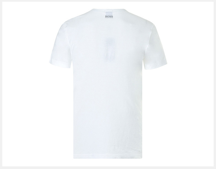 商品[国内直发] Hugo Boss|Hugo Boss 雨果博斯 男士白色纯色款棉质短袖T恤 TEE6-50383413-100,价格¥526,第5张图片详细描述