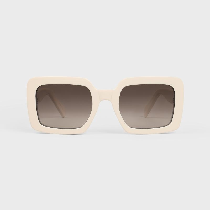 商品Celine|Celine/赛琳 女士象牙白/ 黑色醋酸纤维太阳镜,价格¥2571,第3张图片详细描述