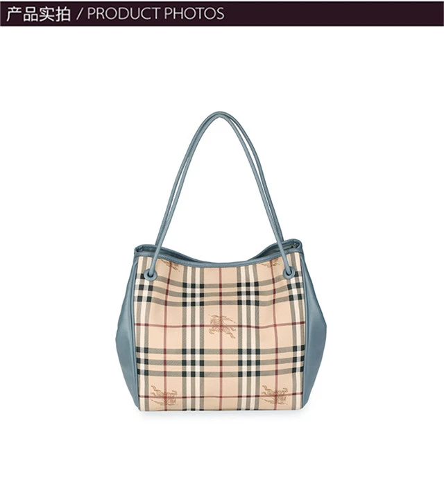 商品[国内直发] Burberry|Burberry 博柏利 女士蓝色pvc格纹单肩手提包 3939899,价格¥4544,第3张图片详细描述