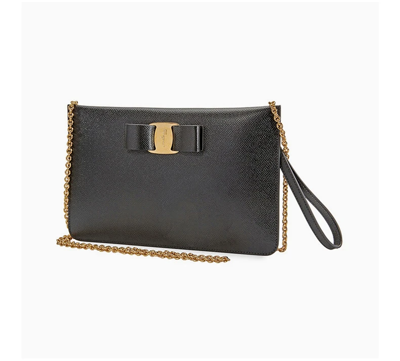 商品Salvatore Ferragamo|SALVATORE FERRAGAMO 女士黑色蝴蝶结牛皮迷你单肩包 22-D720-717000,价格¥3599,第5张图片详细描述