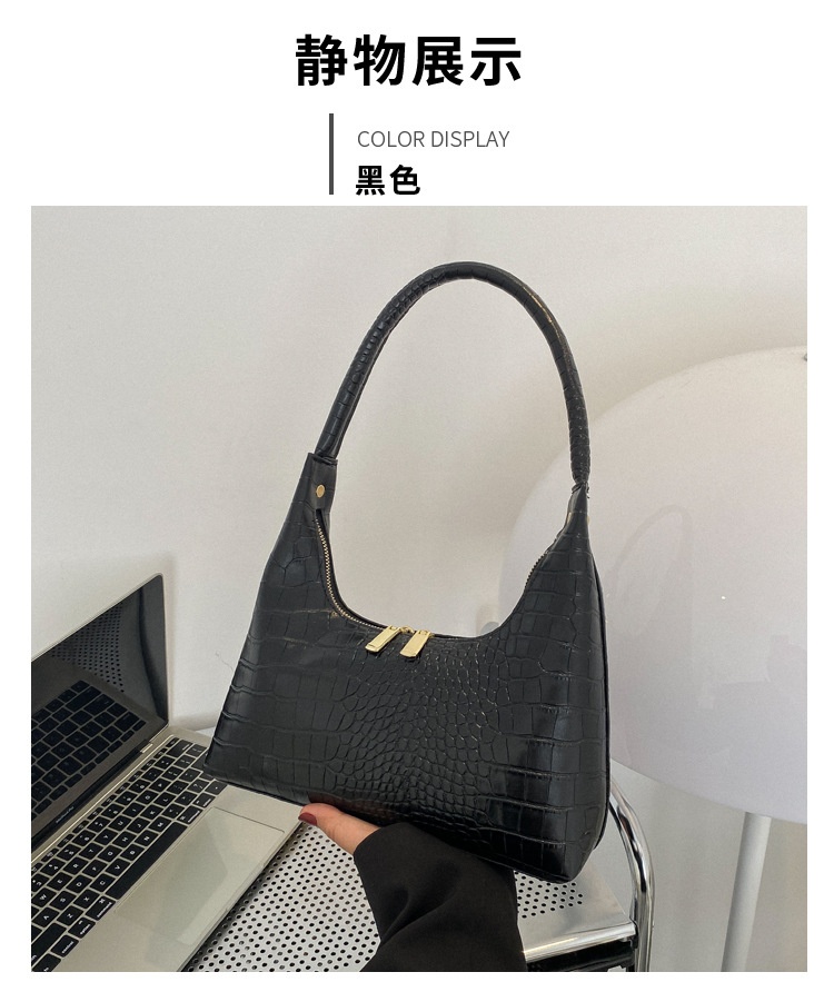 商品[国内直发] GLENVINTEN|格岚��云顿腋下包女士包包2022秋季新款韩版时尚复古鳄鱼纹法棍包女式单肩包,价格¥355,第9张图片详细描述