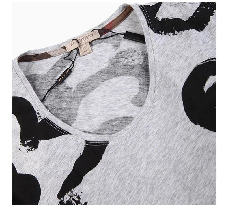 商品[国内直发] Burberry|Burberry 博柏利 女士灰色棉质T恤 3959704,价格¥1427,第6张图片详细描述