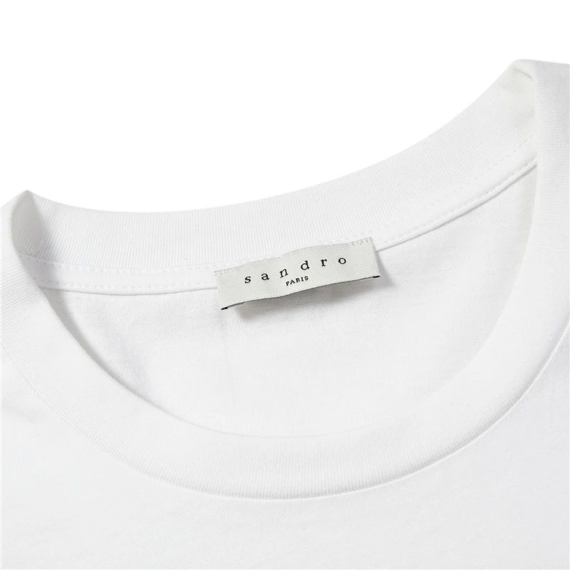 商品Sandro|SANDRO 女士白色棉质T恤 R130068P-WHITE,价格¥259,第6张图片详细描述