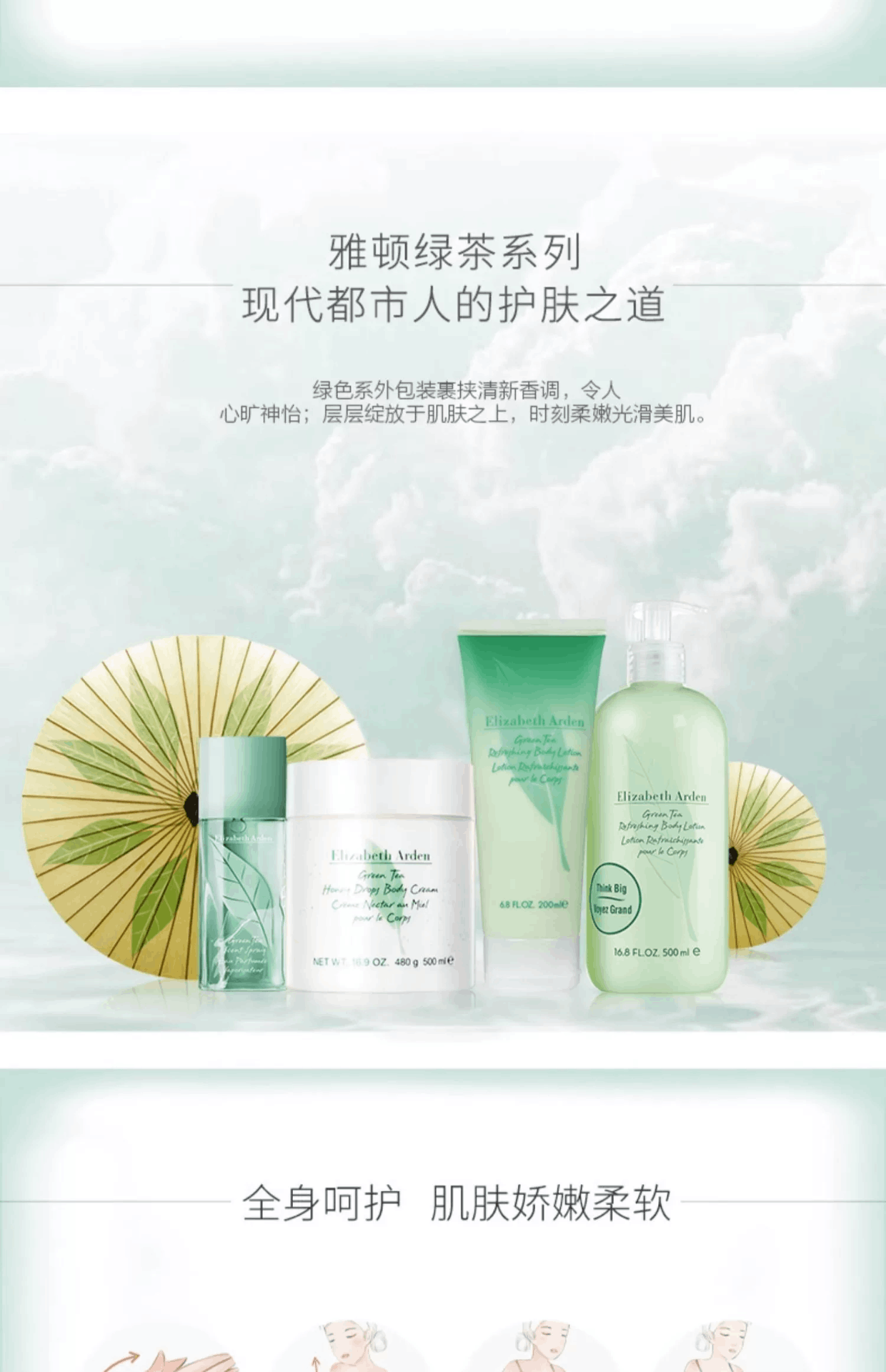 商品Elizabeth Arden|雅顿绿茶身体乳淡香保湿清爽丝滑滋润500ml,价格¥114,第4张图片详细描述