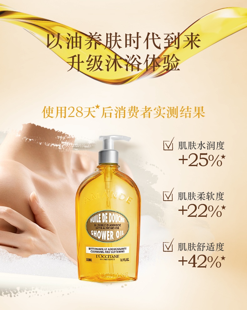 商品L'Occitane|L'OCCITANE 欧舒丹 香氛沐浴露沐浴油 250/500ml 薰衣草甜扁桃杏仁玫瑰樱花,价格¥135,第7张图片详细描述