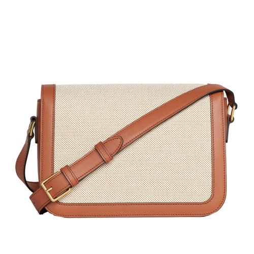 商品Celine|【包税】CELINE/赛琳 20TRIOMPHE系列 中号棕色皮革拼米色帆布单肩斜挎包 191242BGI.04LV,价格¥22787,第4张图片详细描述