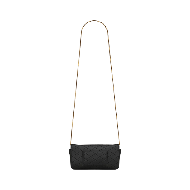 商品Yves Saint Laurent|圣罗兰 YSL女士黑色小羊皮金色饰面翻盖单肩链条包 7425791EL071000,价格¥7877,第4张图片详细描述