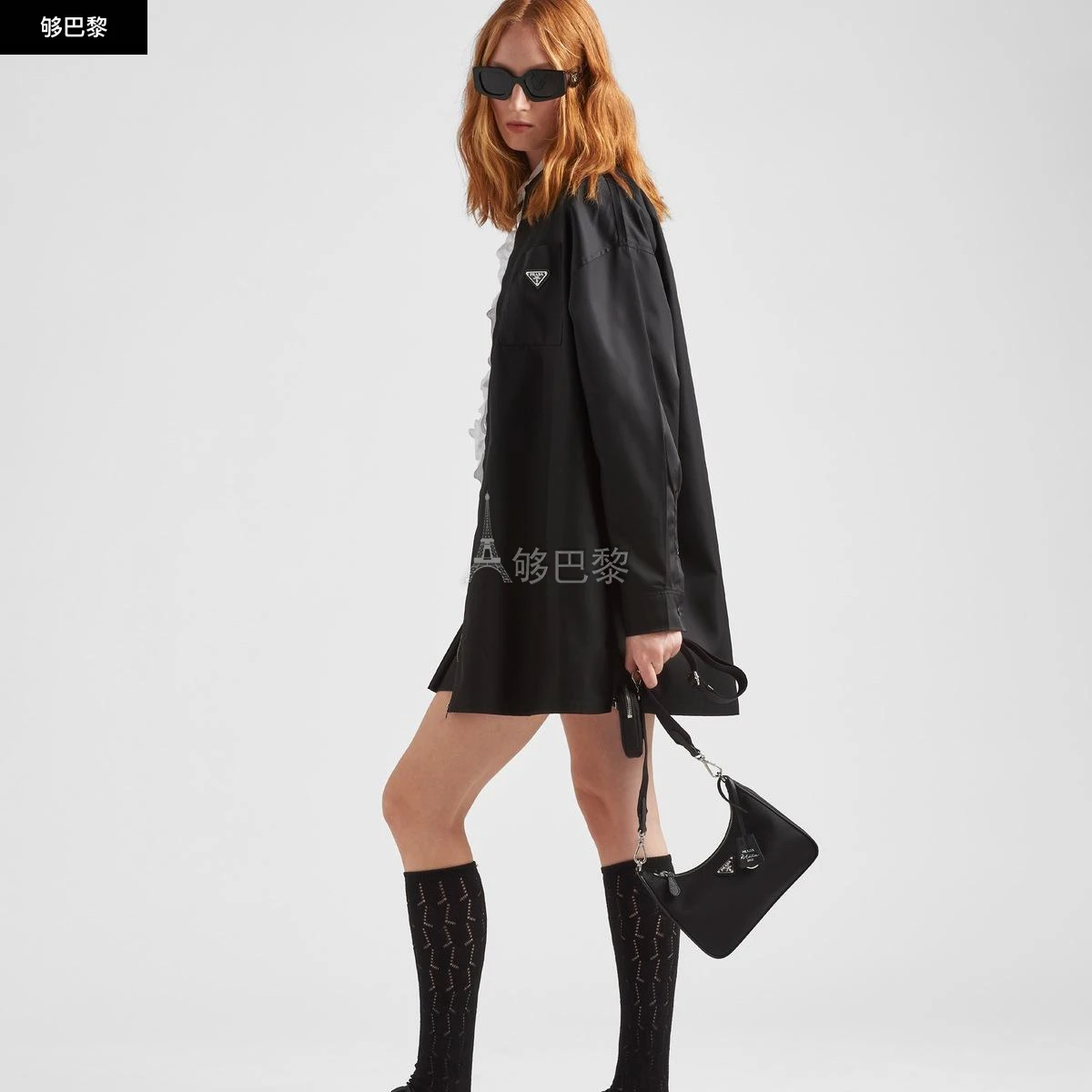 商品Prada|【预售】 普拉达 25秋冬 女士 单肩包 Prada Re-Edition 2005 再生尼龙三合一手袋 1BH204_R064_F0002_V_V9L ,价格¥13816,第5张图片详细描述