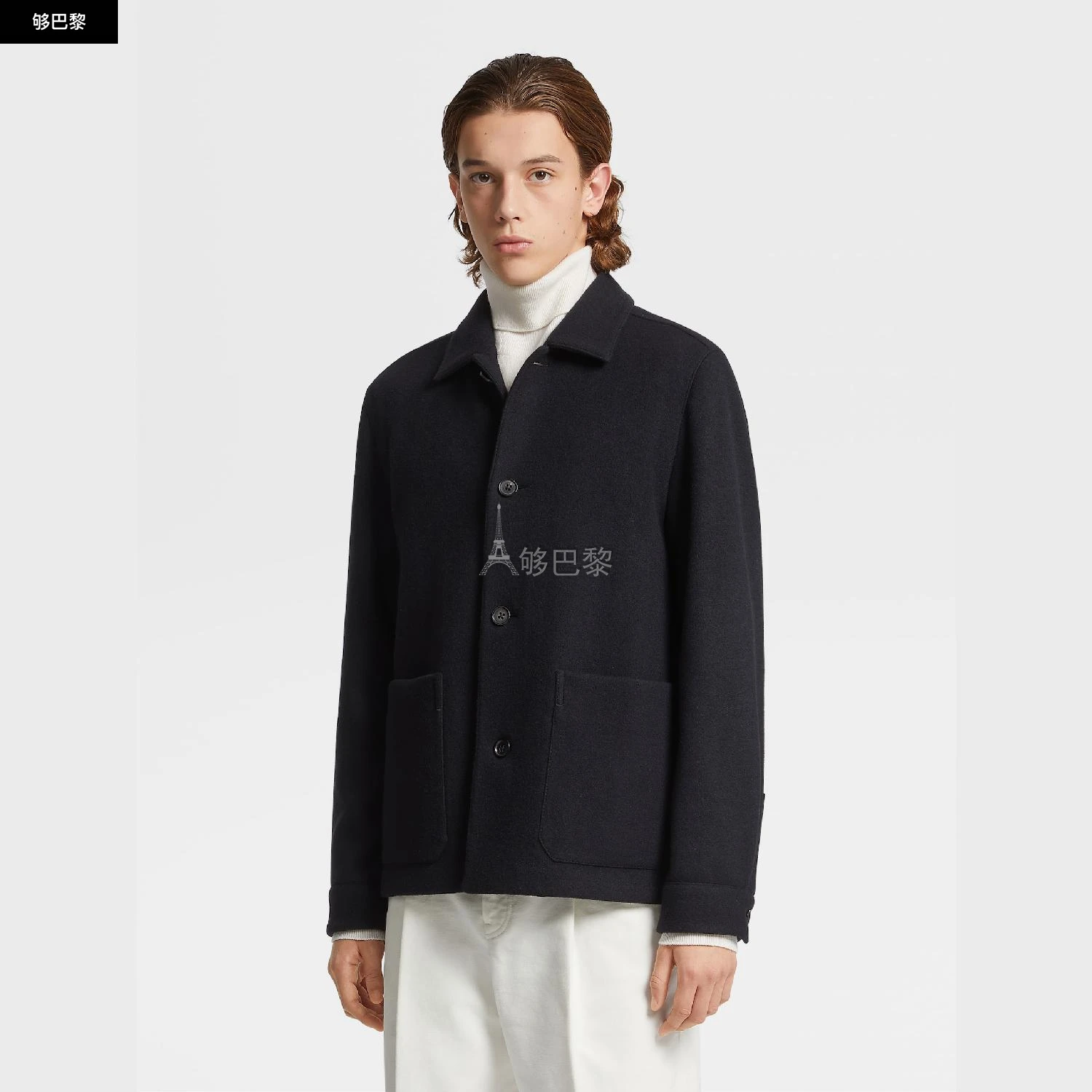 商品Zegna|【预售】 杰尼亚 24秋冬 男士 长袖衬衫 BLACK WOOL AND CASHMERE CHORE JACKET 450074-1DHAQ0,价格¥17954,第6张图片详细描述