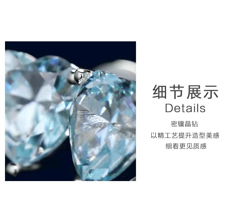 商品[国内直发] apm Monaco|APM Monaco蓝色爱心耳钉AE13758OTB 时尚女生简约耳饰新款送女友七夕礼物,价格¥502,第9张图片详细描述