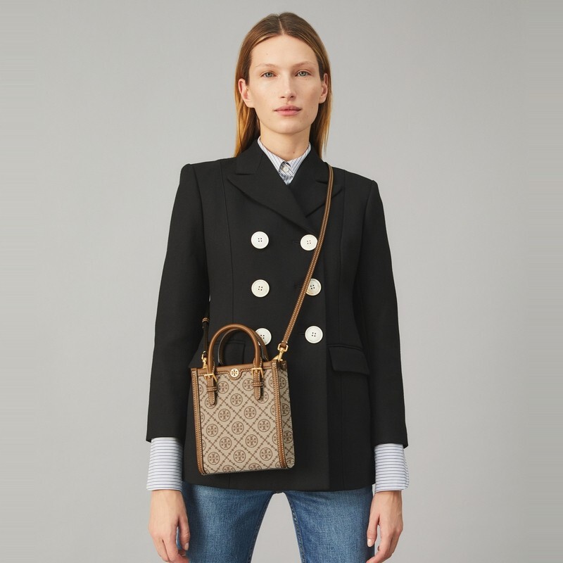 商品[国内直发] Tory Burch|汤丽柏琦TB女包 T MONOGRAM女士迷你提花手提单肩托特包琴谱包明星同款87146 405,价格¥2855,第2张图片详细描述