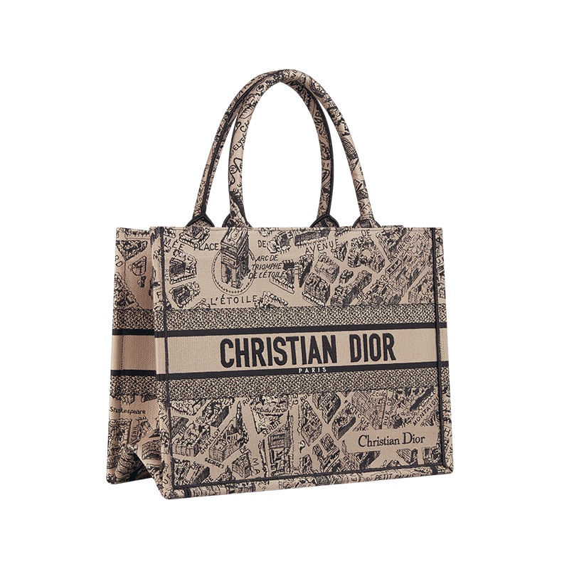 商品Dior|迪奥 23新款 BOOK TOTE女士中号米色Plan de Pari刺绣图案手提包 M1296ZOMP_M918,价格¥22704,第3张图片详细描述