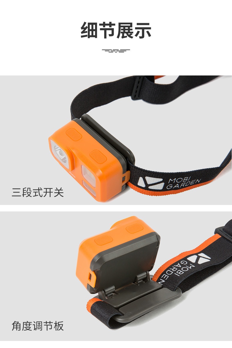 商品[国内直发] MobiGarden|户外徒步露营防水超亮远射LED头灯头戴式强光夜钓鱼照明灯,价格¥60,第11张图片详细描述