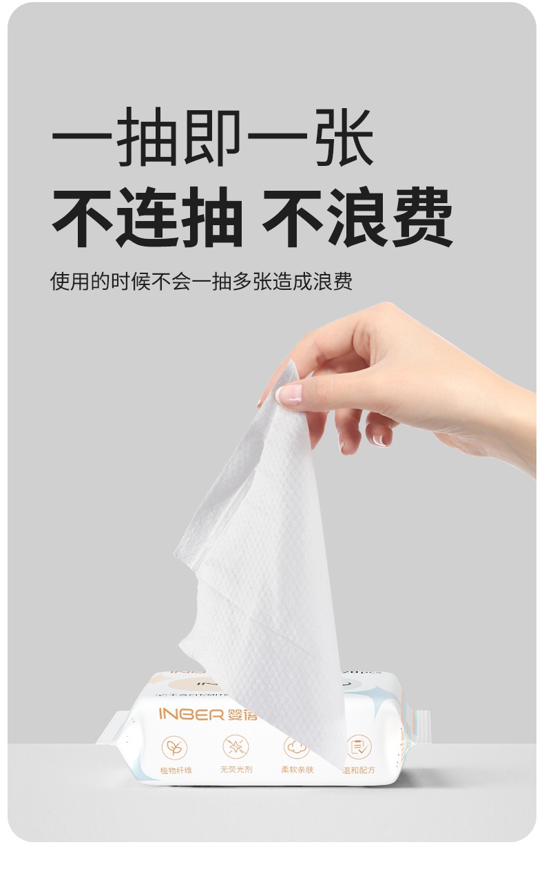 商品[国内直发] INBER|婴蓓婴儿手口湿巾20抽*5包,价格¥32,第12张图片详细描述