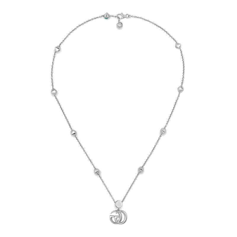 商品[国内直发] Gucci|GUCCI 古驰 双G珍珠母贝宝石纯银项链,价格¥3291,第4张图片详细描述