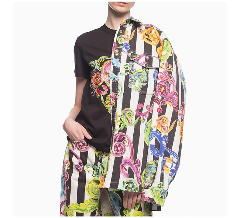 商品Versace|VERSACE JEANS 女士黑色棉质短袖圆领T恤 B2HVB7E0-30311-899,价格¥920,第9张图片详细描述