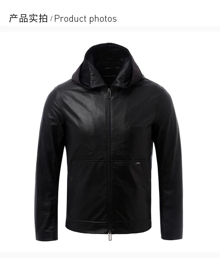 商品[国内直发] Emporio Armani|Emporio Armani 安普里奥 阿玛尼 男士黑色羊皮皮衣 6Y1BB6-1LARZ-0999,价格¥2492,第15张图片详细描述