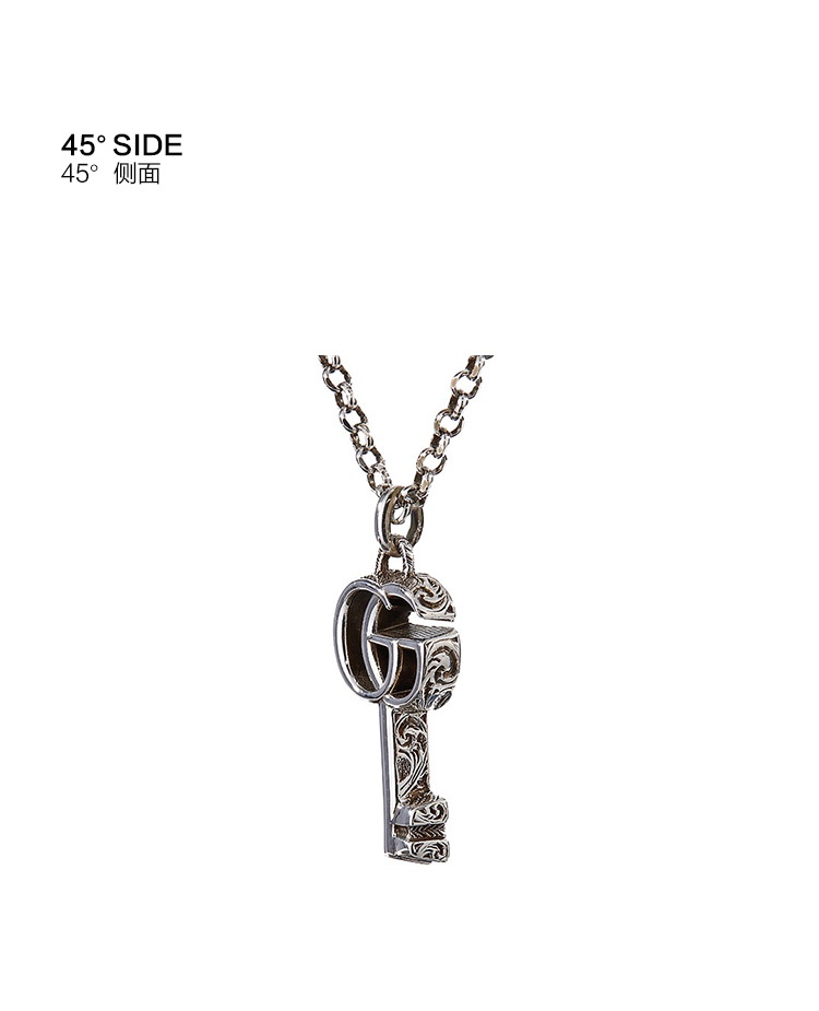 商品[国内直发] Gucci|GUCCI古驰 男女同款 双G钥匙银项链礼物送女友627757 J8400 0701,价格¥498,第3张图片详细描述