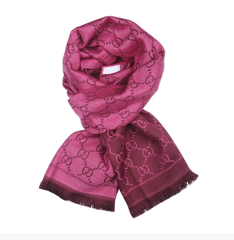 商品[国内直发] Gucci|GUCCI 玫红色女士围巾 133483-3G200-5573,价格¥2596,第3张图片详细描述