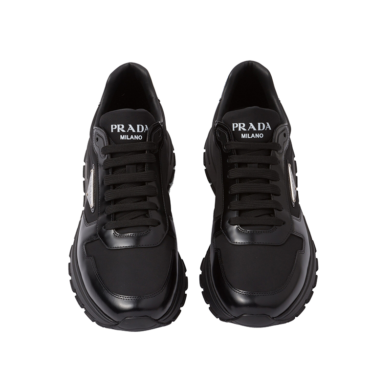 商品Prada|普拉达（PRADA）PRAX 1系列 男士黑色再生尼龙拼亮面皮革运动鞋 黑色 2EE369_3LF5_F0632_F_G000,价格¥6957,第13张图片详细描述