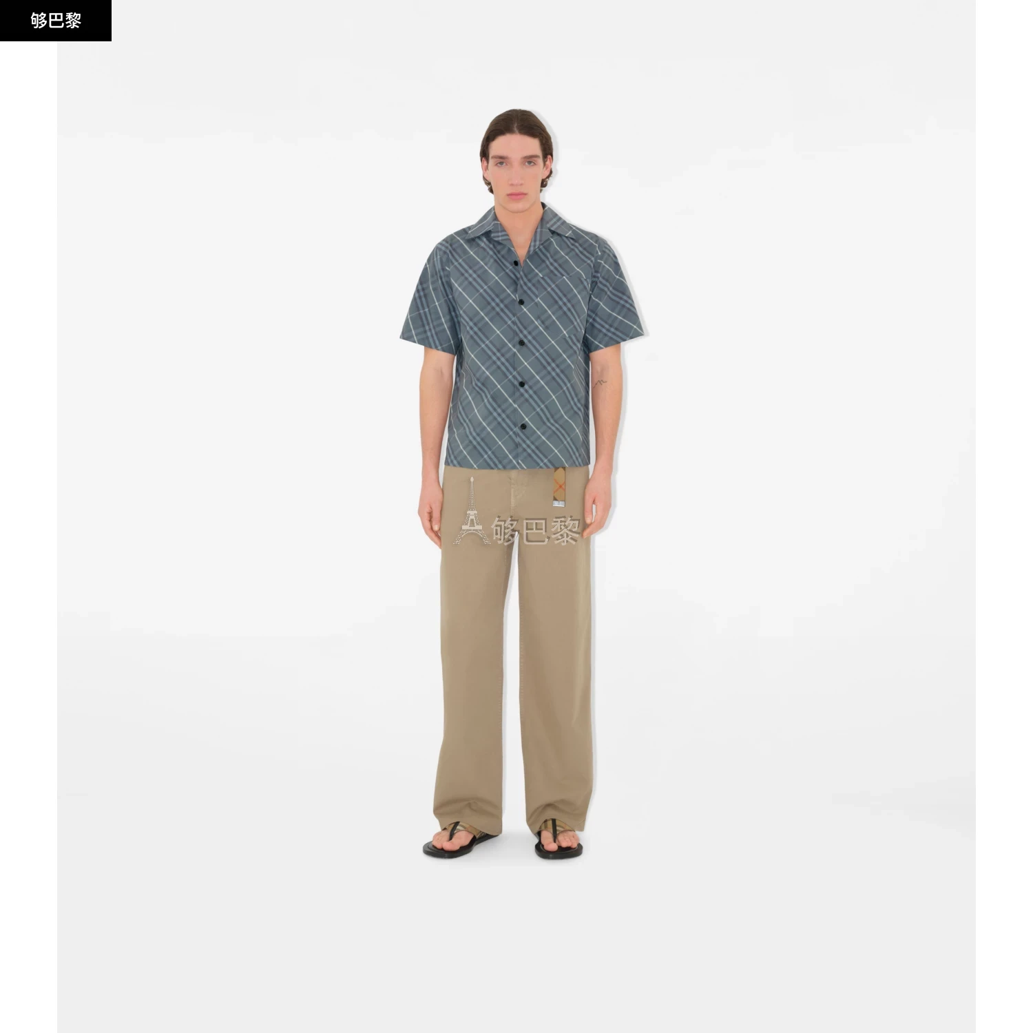 商品Burberry|【预售】 巴宝莉 25春夏 男士 短袖衬衫 休闲版型格纹棉质衬衫 81092081 ,价格¥4675,第4张图片详细描述