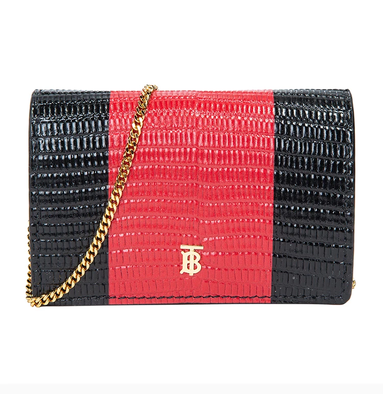 商品Burberry|Burberry 博柏利 女士红色拼黑色小牛皮单肩包斜挎包 8024827,价格¥1971,第4张图片详细描述