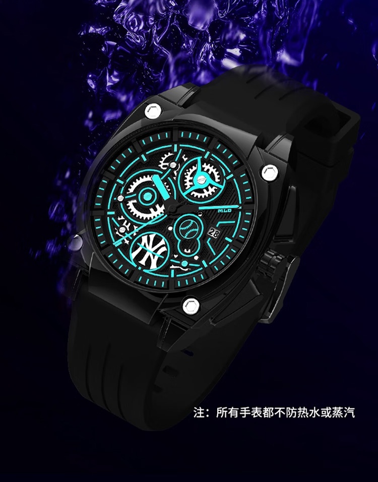 商品[国内直发] MLB|简约百搭手表运动夜光男女石英表MLB-NY22061-BP7,价格¥466,第9张图片详细描述