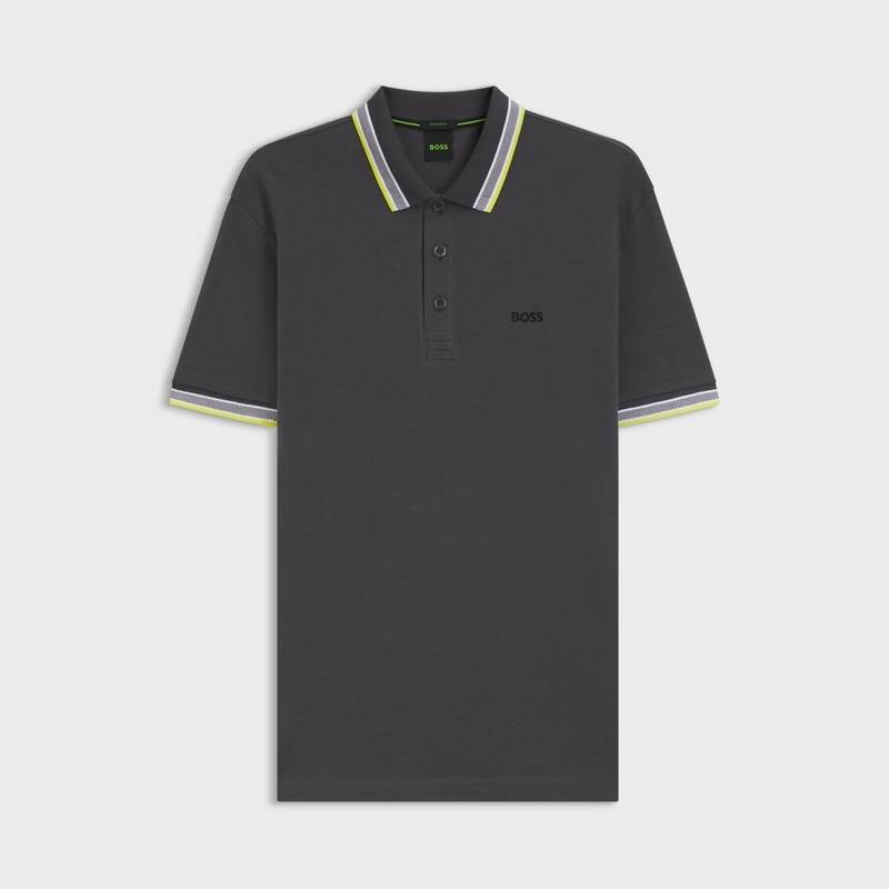 商品Hugo Boss|HUGO BOSS雨果 BOSS GREEN 男士深灰色棉质POLO,价格¥815,第2张图片详细描述