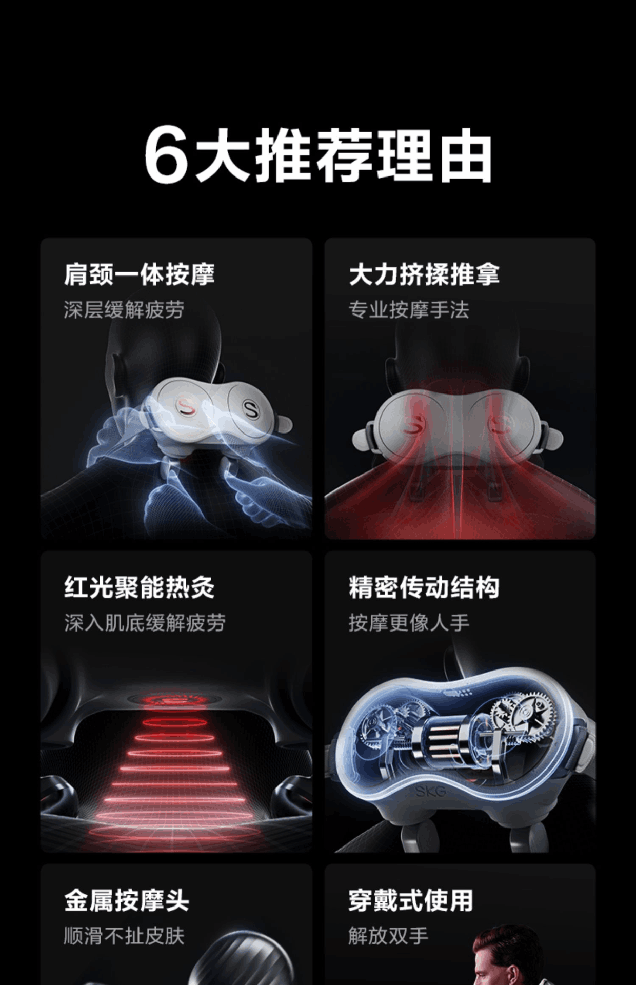 商品[国内直发] SKG|颈椎肩颈按摩仪H7旗舰肩颈斜方肌脖子按摩仪器护颈颈部按摩器,价格¥1046,第10张图片详细描述