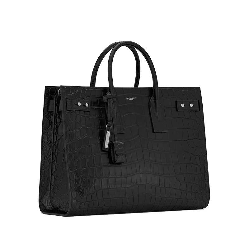 商品Yves Saint Laurent|SAINT LAURENT PARIS/圣罗兰 新款THIN LARGE 男士黑色鳄鱼皮压纹皮革大号日常手提包 6315260Q50E1000,价格¥23145,第4张图片详细描述