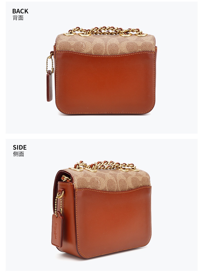 商品[国内直发] Coach|COACH 蔻驰 奢侈品 女士专柜款山茶花系列拼色人造革配皮单肩斜挎链条包C0829 B4NQ4,价格¥1144,第3张图片详细描述