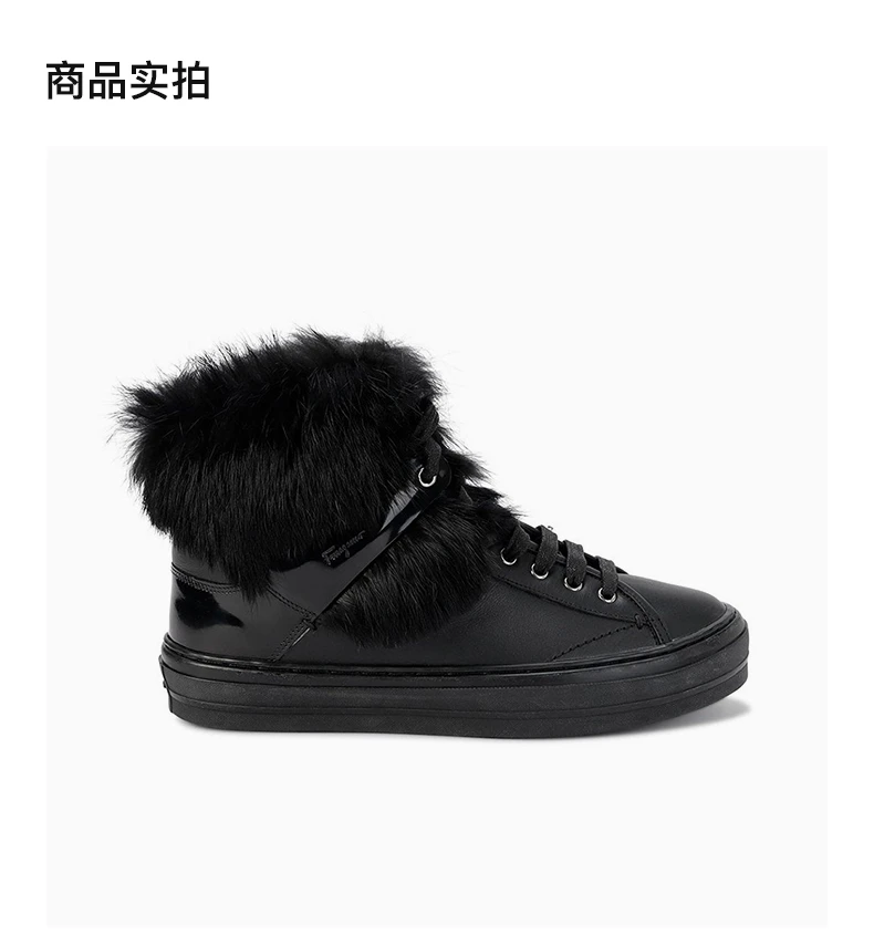 商品[国内直发] Salvatore Ferragamo|SALVATORE FERRAGAMO 女士黑色皮革雪地靴 0588692,价格¥1953,第4张图片详细描述