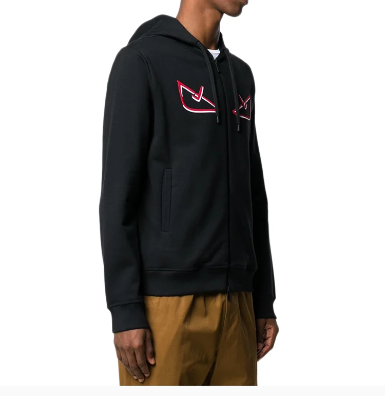 商品[国内直发] Fendi|Fendi 芬迪 19春夏 男士黑色纯棉眼睛图案长袖上衣连帽运动衫外套 FY0946-A6ZF-F0QA1,价格¥6646,�第6张图片详细描述