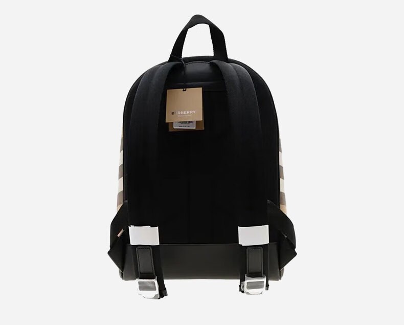 商品Burberry|【现货】博柏利 灰褐色纺织格纹装饰拉链配口袋双肩包80845501,价格¥4536,第6张图片详细描述
