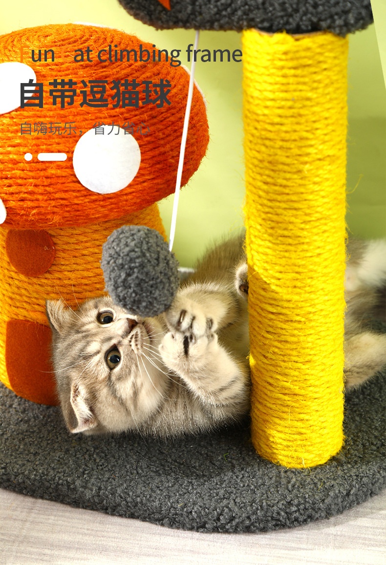 商品[国内直发] GLENVINTEN|蘑菇屋猫爬架剑麻猫抓板耐抓磨爪幼猫跳台猫抓柱宠物猫玩具,价格¥149,第7张图片详细描述