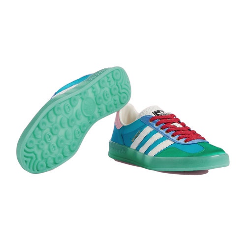 商品Gucci|【包税】 GUCCI/古驰 22年秋冬新款 adidas联名系列 女士浅蓝色真丝硬缎配可持续材料Demetra运动鞋‎707867U7R103660,价格¥5480,第5张图片详细描述