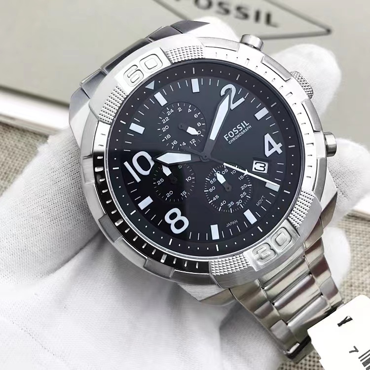 商品[国内直发] Fossil|FOSSIL化石手表黑色钢三眼计时商务休闲石英防水男表,价格¥569,第7张图片详细描述