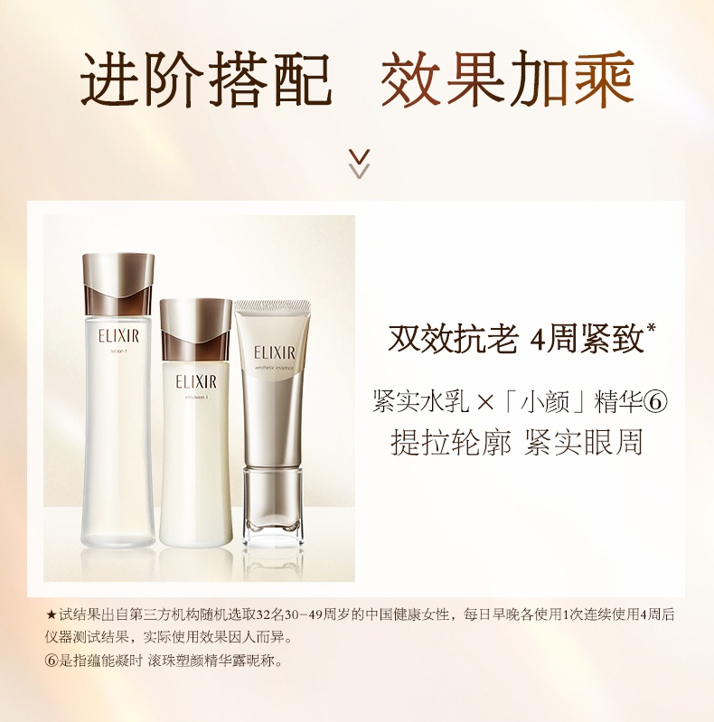 商品ELIXIR|怡丽丝尔 抗老蕴能凝时保湿滋润水乳套装 黑金水乳 水170ml+乳130ml 精致肌肤 充盈年轻,价格¥593,第8张图片详细描述