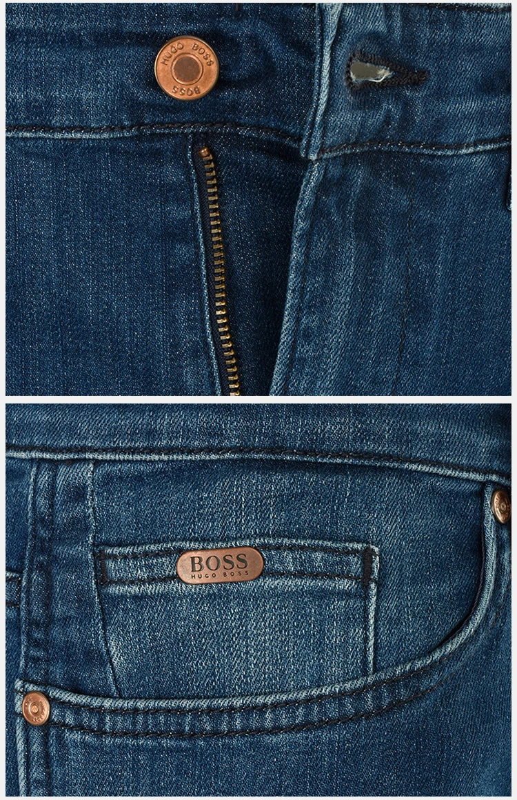 商品Hugo Boss|Hugo Boss 雨果博斯 新款男士棉质蓝色运动休闲时尚牛仔裤长裤 C-DELAWARE1-17S-0525-423,价格¥539,第4张图片详细描述