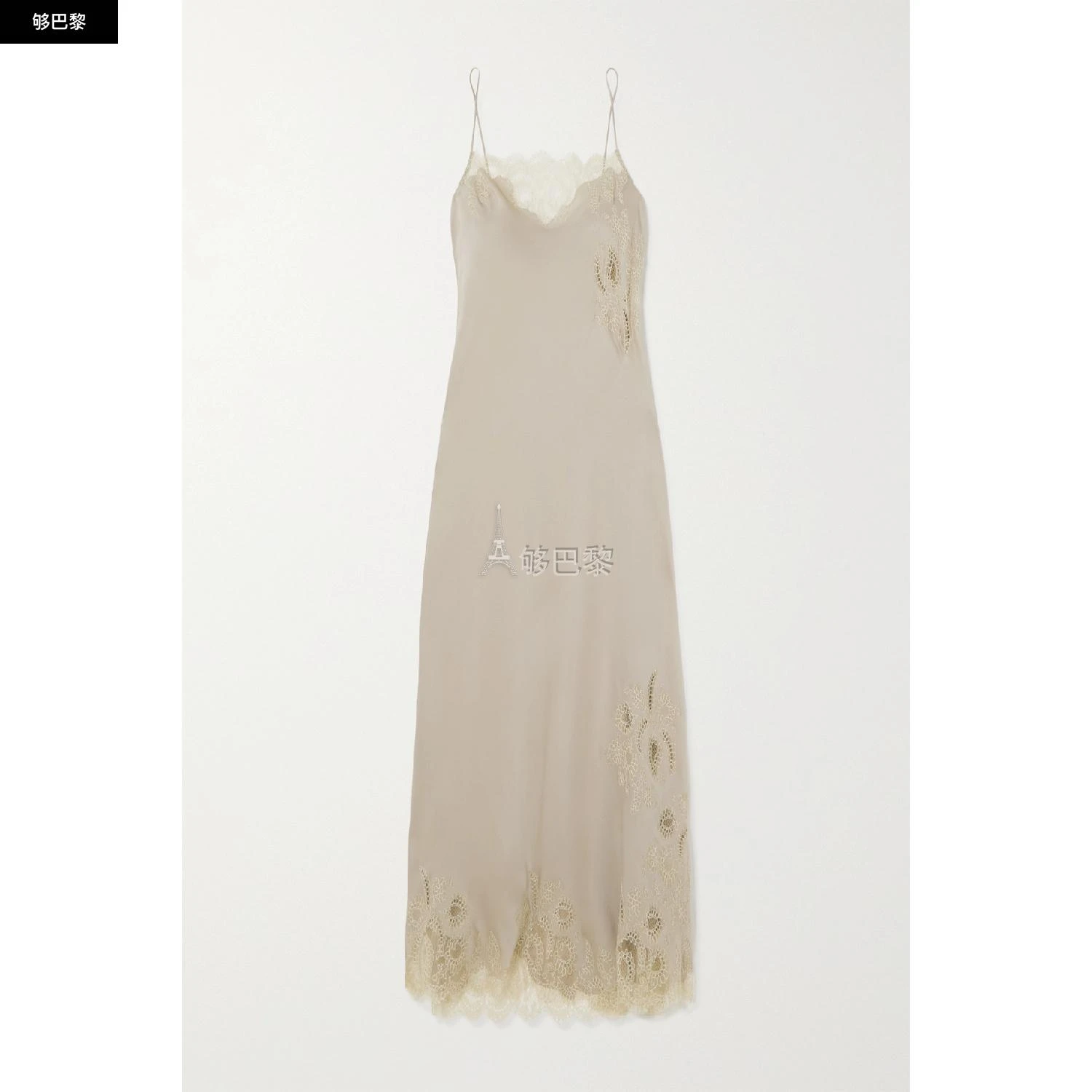商品Carine Gilson|包邮包税【预售7天发货】 CARINE GILSON 24春夏 女士 睡衣 蕾丝边饰丝缎睡裙 1647597300369441 PS0200DPRDS/FLIN ,价格¥8335,第3张图片详细描述