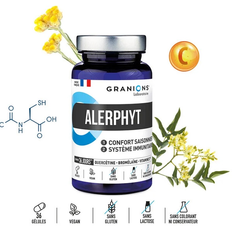 商品Granions|格兰宁ALERPHYT膳食补充敏敏救星 36粒 降低过敏性增强免疫,价格¥209,第2张图片详细描述