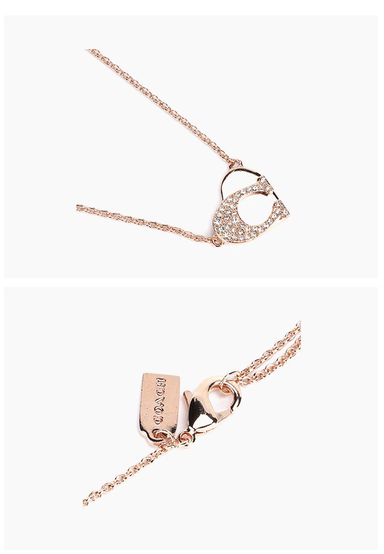 商品[国内直发] Coach|COACH/蔻驰饰品Pave Signature系列经典标志镶钻时尚女士项链,价格¥510,第5张图片详细描述