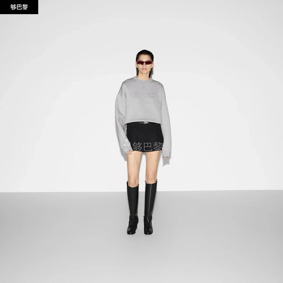商品Gucci|【预售】 古驰 24秋冬 女士 卫衣 针织棉印花压纹卫衣 802787 XJGUT 1160,价格¥8116,第4张图片详细描述
