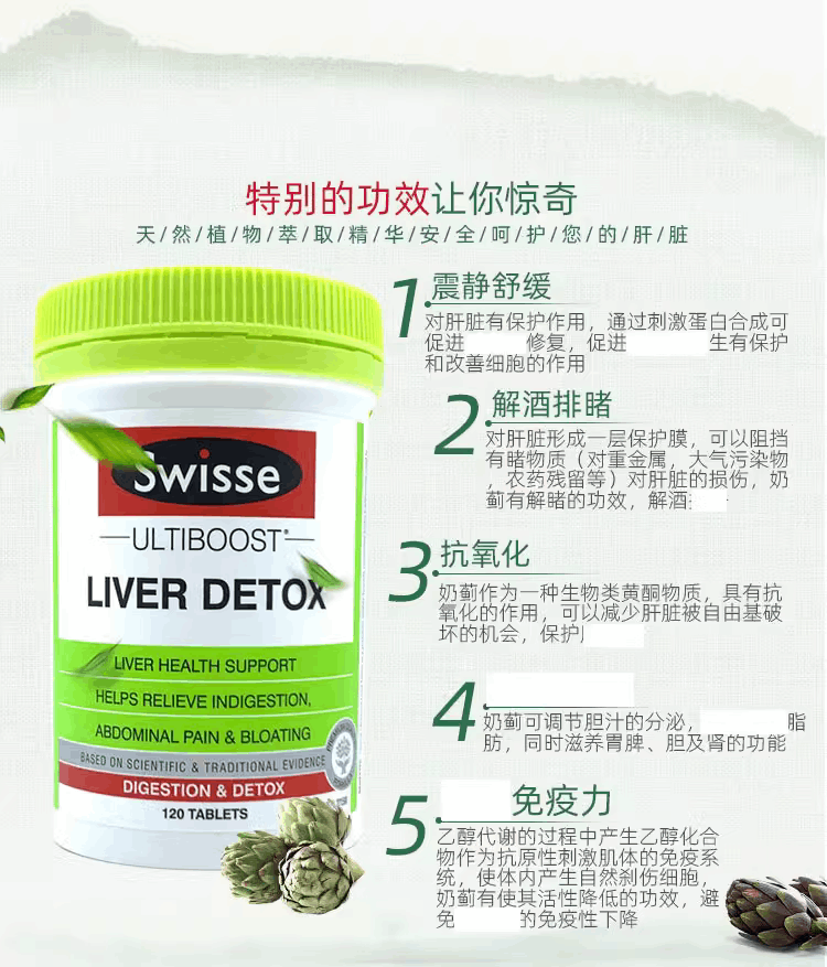 商品[国内直发] Swisse|澳洲Swisse肝片奶蓟草护宝肝片护旰片肝护宁熬夜解酒醒酒片200粒,价格¥201,第6张图片详细描述