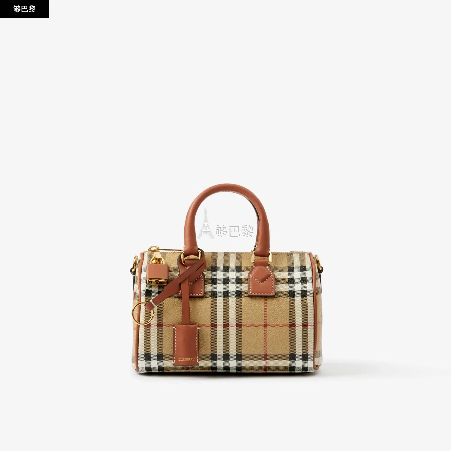 商品Burberry|【预售】 巴宝莉 25春夏 女士 手提包 格纹迷你保龄球包 80713571 ,价格¥9584,第3张图片详细描述