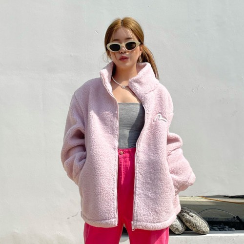 商品Evisu|【享贝家】（预售款一周后发货）Evisu惠美寿福神22新款绒夹克棉服男女同款黑色/灰色/粉色/黄色/白色 EU5UTS941,价格¥533,第2张图片详细描述