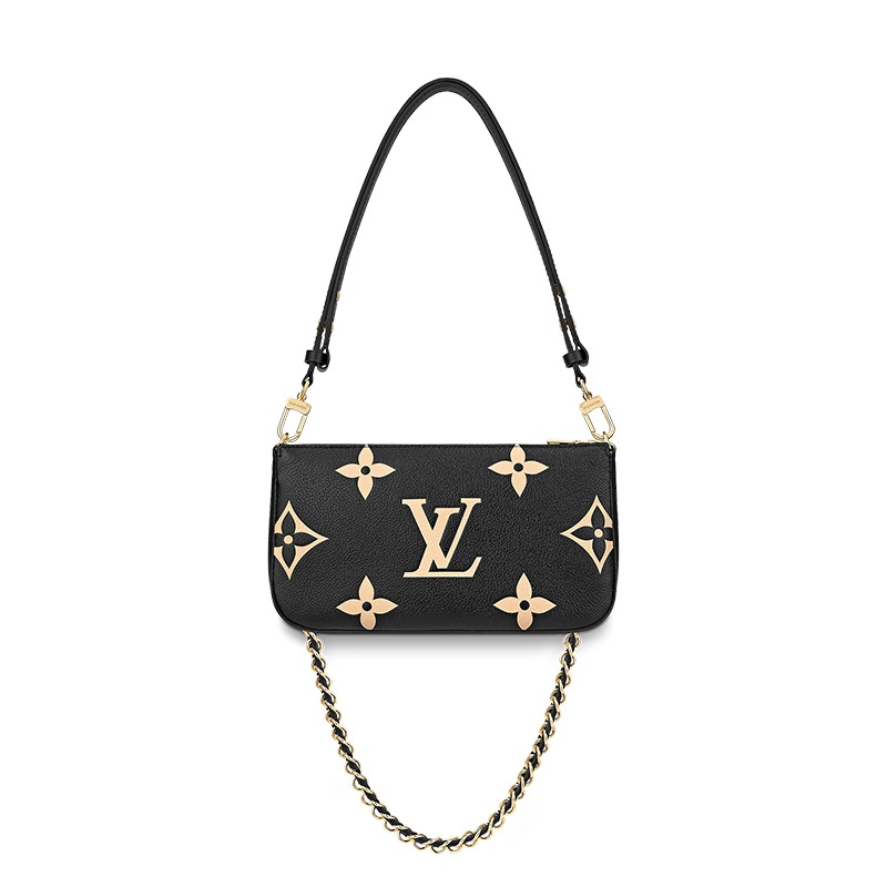 商品Louis Vuitton|预售十天 Louis Vuitton/路易威登 22春夏新款MULTI POCHETTE ACCESSOIRES系列 女士黑色牛皮革老花压纹粒面牛皮金扣单肩斜跨手提包M45777,价格¥22221,第4张图片详细描述