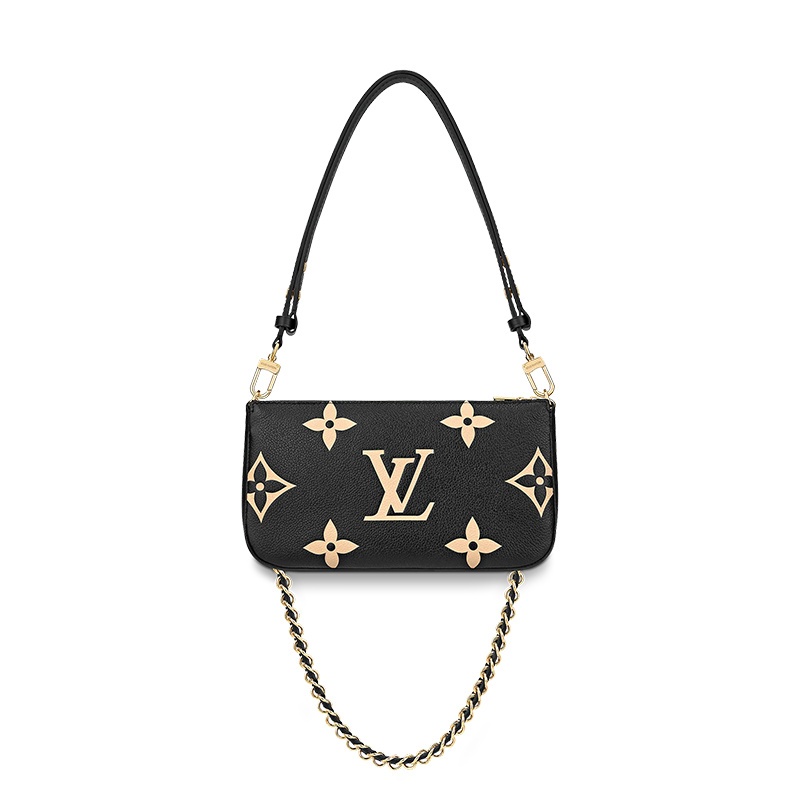 商品Louis Vuitton|预售十天 Louis Vuitton/路易威登 22春夏新款MULTI POCHETTE ACCESSOIRES系列 女士黑色牛皮革老花压纹粒面牛皮金扣单肩斜跨手提包M45777,价格¥20931,第4张图片详细描述