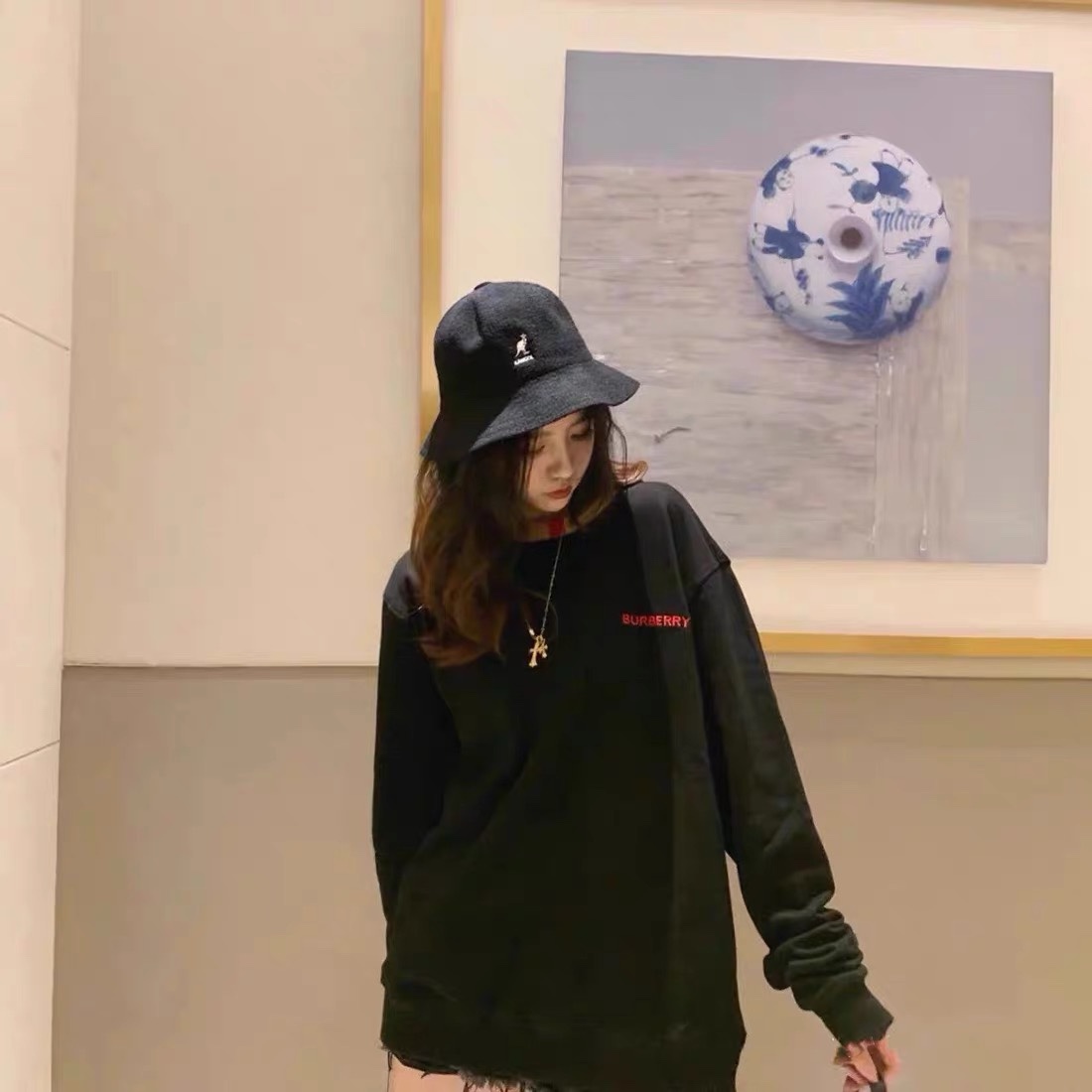 商品Burberry|BURBERRY/博柏利 男士黑色棉质圆领长袖T恤 80751871,价格¥1009,第5张图片详细描述